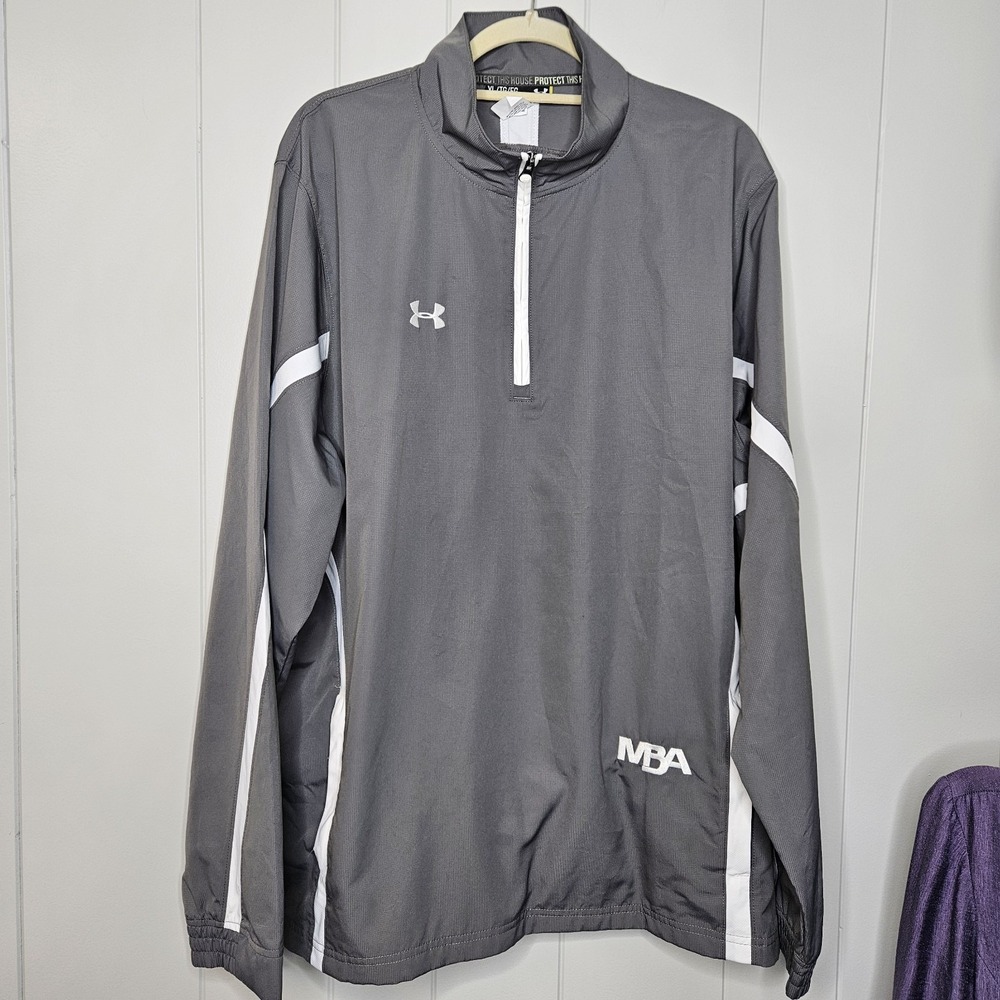 Under Armor XL‎  Windbreaker Polester NBA Gray/White Pockets Pull On